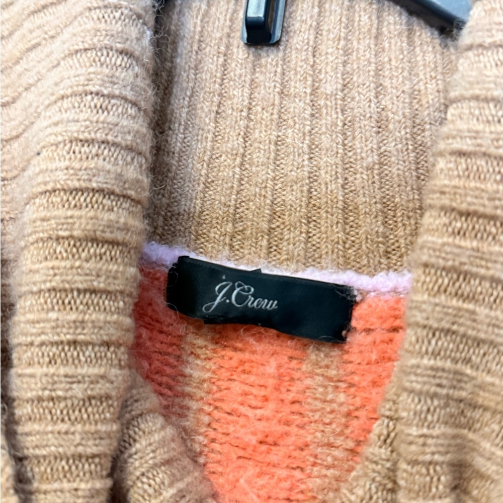 J.Crew Colorblock Fair Isle Turtleneck Sweater Pink Orange Brown Size XL - Picture 4 of 7